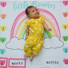 Load image into Gallery viewer, 100x100cm Baby Milestone Blanket Photography Prop Rainbow Monthly Backdrop Cloth Calendar Infant Bebe Boy Girl Photo Accessories