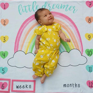 100x100cm Baby Milestone Blanket Photography Prop Rainbow Monthly Backdrop Cloth Calendar Infant Bebe Boy Girl Photo Accessories