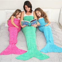 Load image into Gallery viewer, CAMMITEVER 14 Colors Mermaid Tail Blanket Crochet Mermaid Blanket For Adult Super Soft All Seasons Sleeping Knitted Blankets