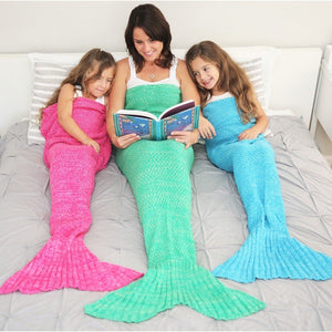 CAMMITEVER 14 Colors Mermaid Tail Blanket Crochet Mermaid Blanket For Adult Super Soft All Seasons Sleeping Knitted Blankets