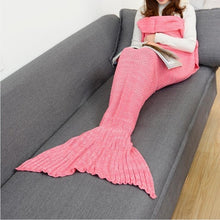 Load image into Gallery viewer, CAMMITEVER 14 Colors Mermaid Tail Blanket Crochet Mermaid Blanket For Adult Super Soft All Seasons Sleeping Knitted Blankets