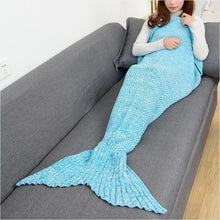 Load image into Gallery viewer, CAMMITEVER 14 Colors Mermaid Tail Blanket Crochet Mermaid Blanket For Adult Super Soft All Seasons Sleeping Knitted Blankets