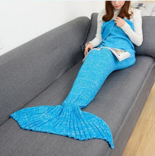 Load image into Gallery viewer, CAMMITEVER 14 Colors Mermaid Tail Blanket Crochet Mermaid Blanket For Adult Super Soft All Seasons Sleeping Knitted Blankets