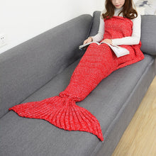 Load image into Gallery viewer, CAMMITEVER 14 Colors Mermaid Tail Blanket Crochet Mermaid Blanket For Adult Super Soft All Seasons Sleeping Knitted Blankets