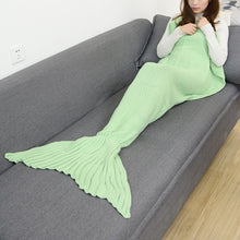 Load image into Gallery viewer, CAMMITEVER 14 Colors Mermaid Tail Blanket Crochet Mermaid Blanket For Adult Super Soft All Seasons Sleeping Knitted Blankets