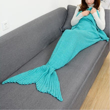 Load image into Gallery viewer, CAMMITEVER 14 Colors Mermaid Tail Blanket Crochet Mermaid Blanket For Adult Super Soft All Seasons Sleeping Knitted Blankets