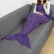 Load image into Gallery viewer, CAMMITEVER 14 Colors Mermaid Tail Blanket Crochet Mermaid Blanket For Adult Super Soft All Seasons Sleeping Knitted Blankets