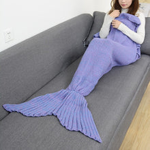 Load image into Gallery viewer, CAMMITEVER 14 Colors Mermaid Tail Blanket Crochet Mermaid Blanket For Adult Super Soft All Seasons Sleeping Knitted Blankets