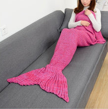 Load image into Gallery viewer, CAMMITEVER 14 Colors Mermaid Tail Blanket Crochet Mermaid Blanket For Adult Super Soft All Seasons Sleeping Knitted Blankets