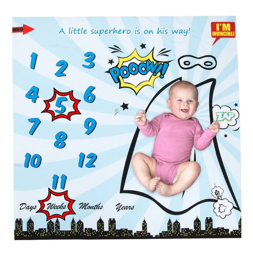 Infant Baby Milestone Blanket Photography Prop Blankets Backdrop Superhero Calendar Bebe Boy Girl Photo Accessories  40*40inch